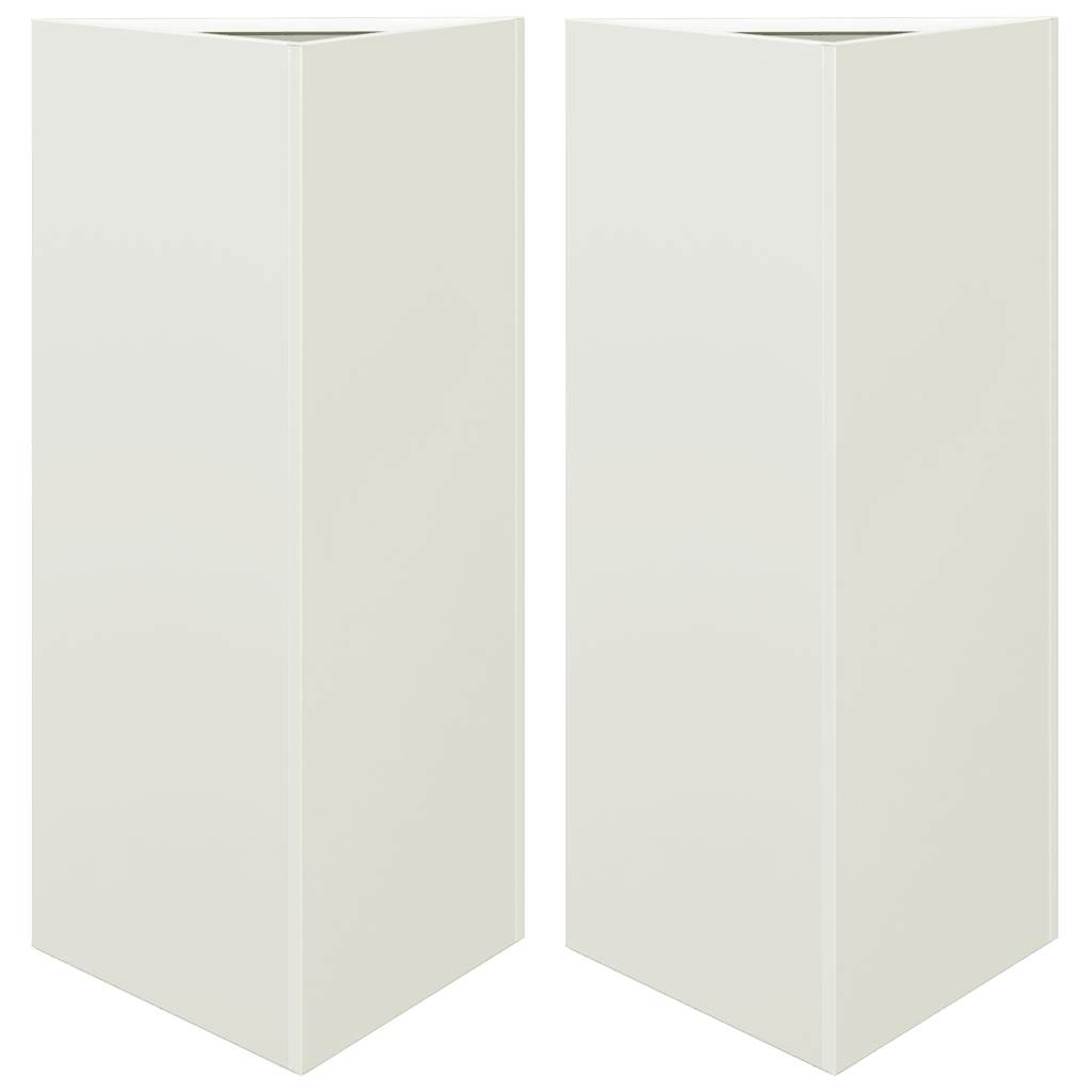 Jardineras Triangulares 2 Uds Acero Blanco 40x34,5x75 Cm_0