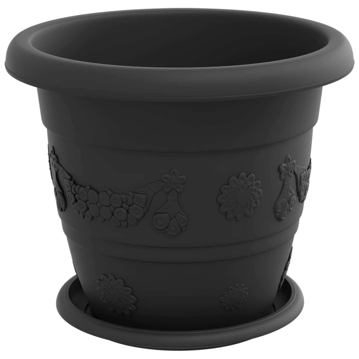 Macetas 6 Uds. Negro Ø 26 X 21.5 Cm Plástico_4