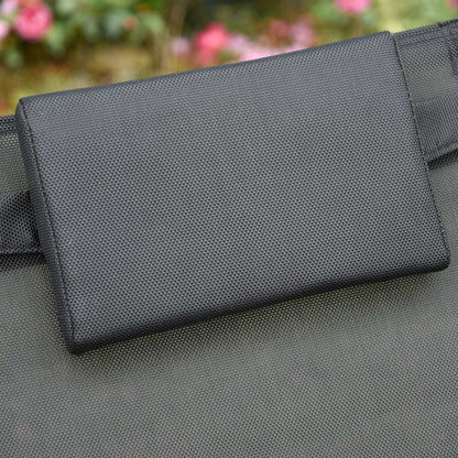 Mecedora De Exterior Outsunny Metal, Texteline Negro 150x62x88 Cm_4