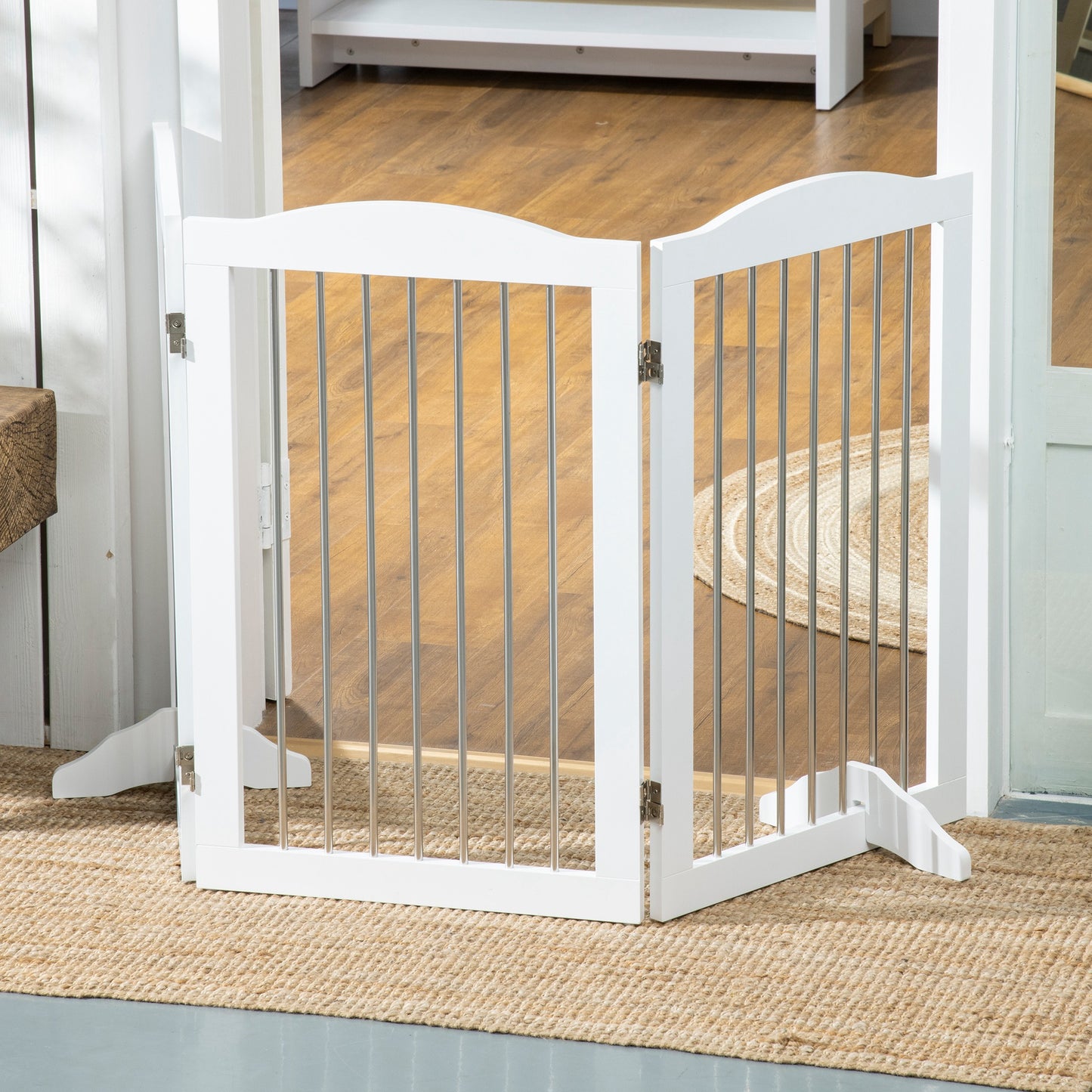 Pawhut Barrera De Seguridad Para Perros Plegable 154x30x80 Cm Con Soporte De Pie_4