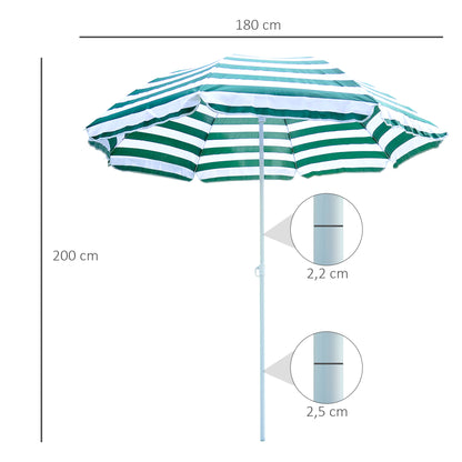 Outsunny Sombrilla De Playa Ø180cm Con Techo Inclinable Poste Metal Para Jardín_2