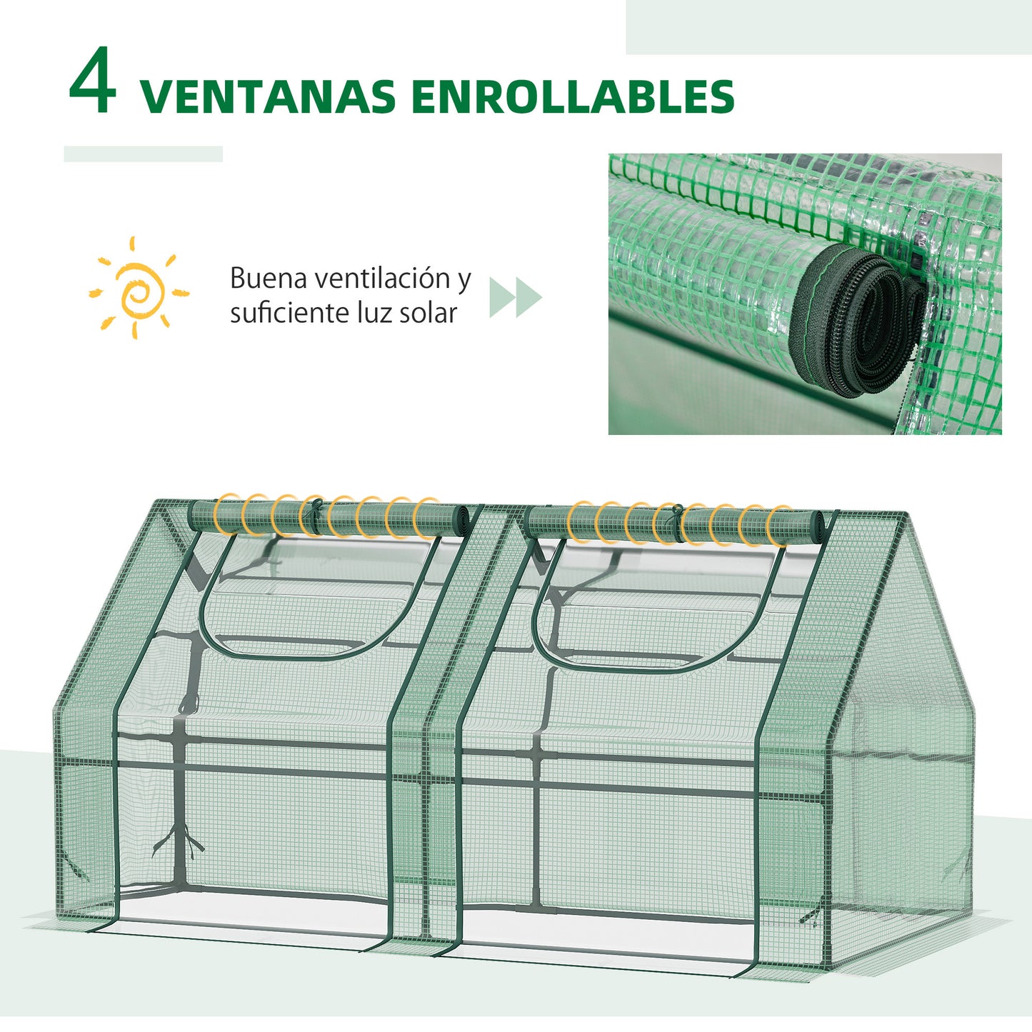 Outsunny Invernadero Pequeño Con Cubierta Doble 180x90x90 Cm Verde_5