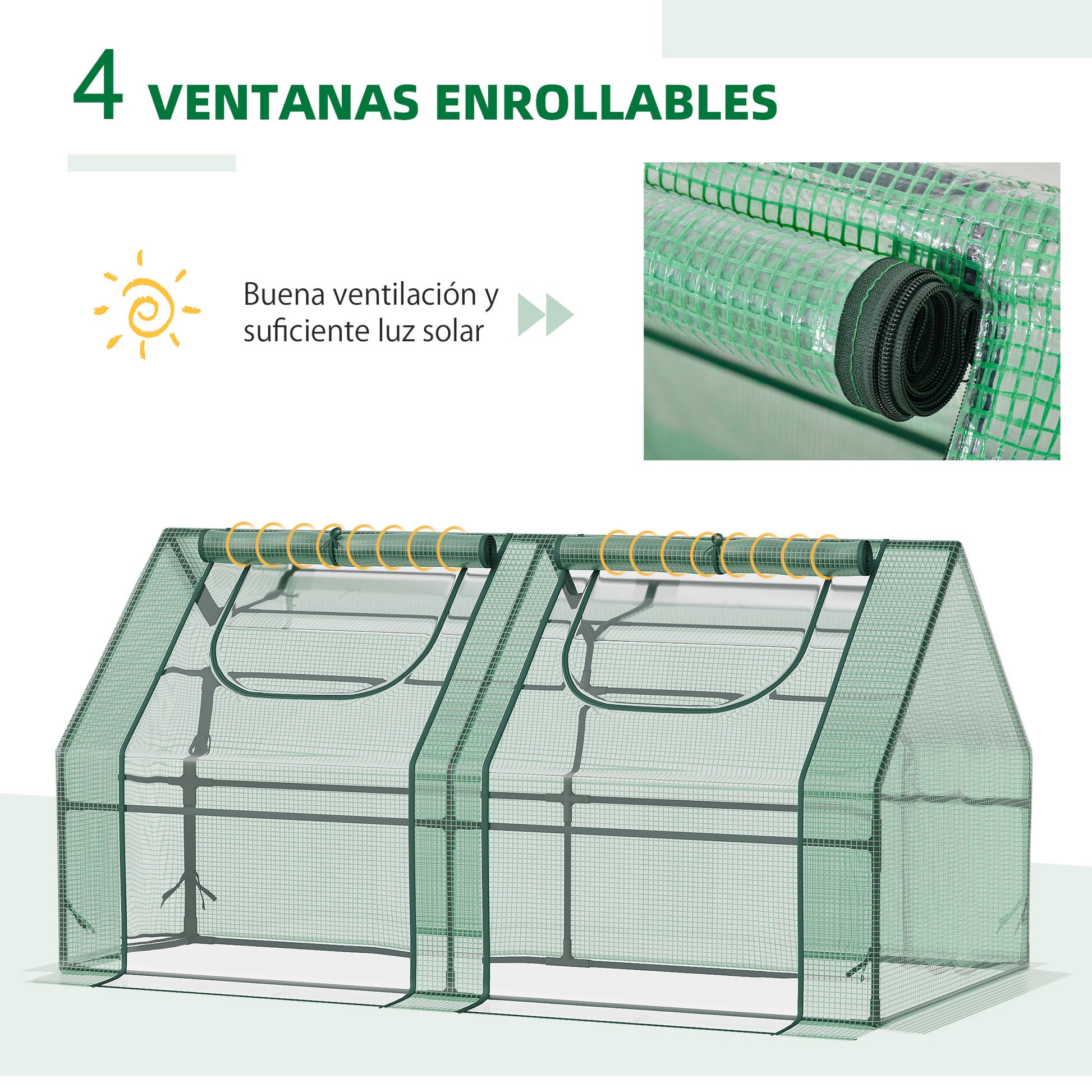 Outsunny Invernadero Pequeño Con Cubierta Doble 180x90x90 Cm Verde_5