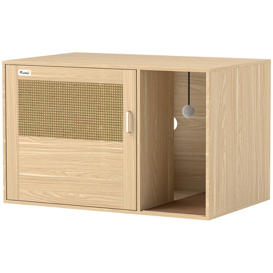 Pawhut Mueble Arenero Para Gatos Con Almohadilla Para Rascar 80x50x50 Cm Roble_0