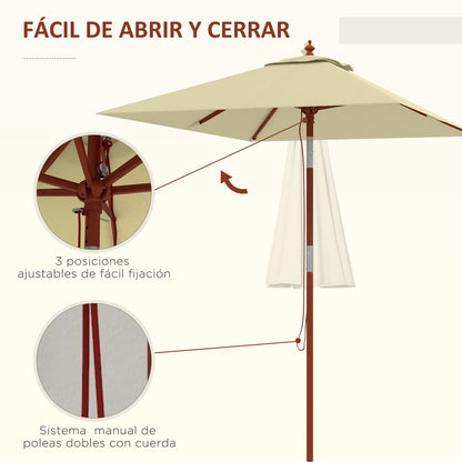 Outsunny Sombrilla De Jardín Rectangular 200x150x235 Cm Anti-uv Beige_5
