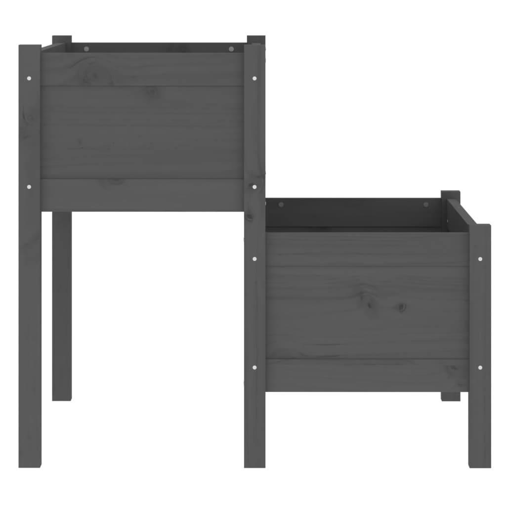 Jardinera De Madera Maciza De Pino Gris 84,5x84x75 Cm_4