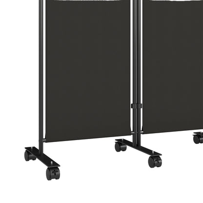 Biombo Plegable Outsunny Acero, Poliéster Negro 252x40x170 Cm_5