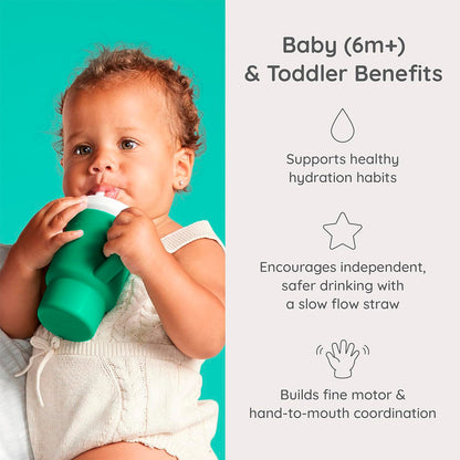 Infantino Mi Primer Vaso, Pajita Resistente Y Asa Para Niños Pequeños, Fácil De Limpiar, 250ml, Verde_3