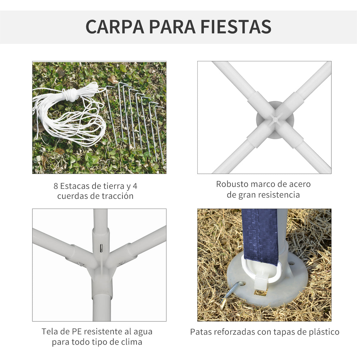 Carpa De Jardín Outsunny 293x293x252 Cm Azul Y Blanco_5