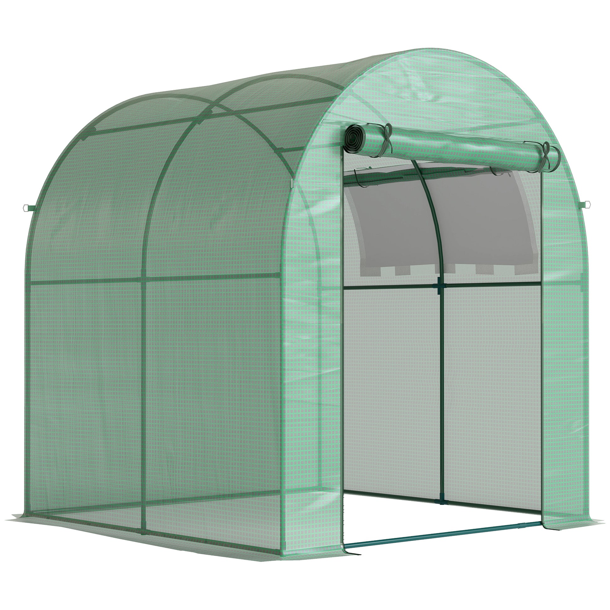 Outsunny Invernadero De Jardín 180x180x200 Cm Puerta Enrollable Ventana De Malla_0