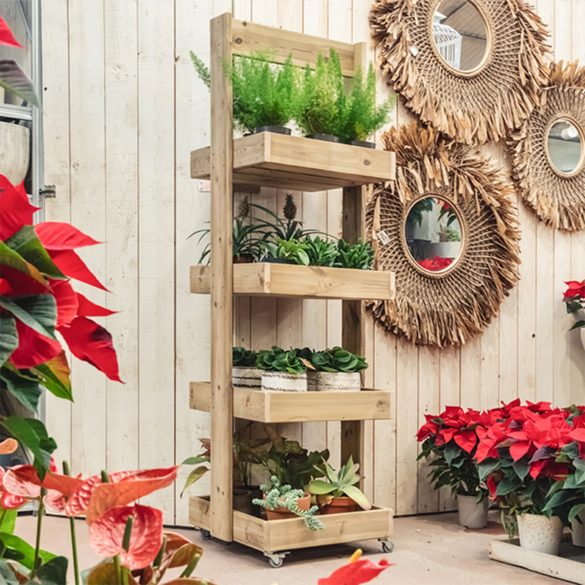 Estantería De Madera Para Plantas Casius 4 Bandejas Hortalia_1