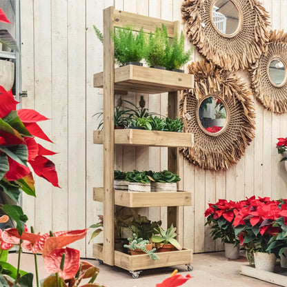 Estantería De Madera Para Plantas Casius 4 Bandejas Hortalia_1