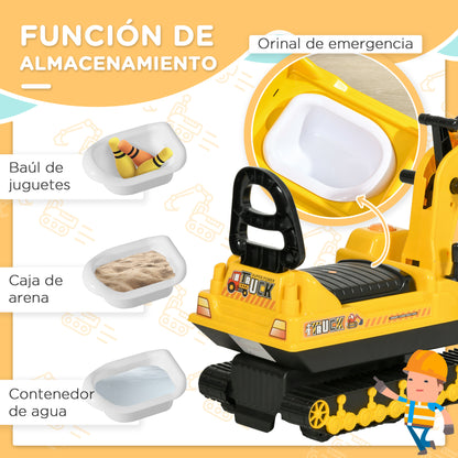 Homcom Excavadora Sin Pedales Para Niños Con Brazo Móvil 78x24x58,5 Cm Amarillo_5