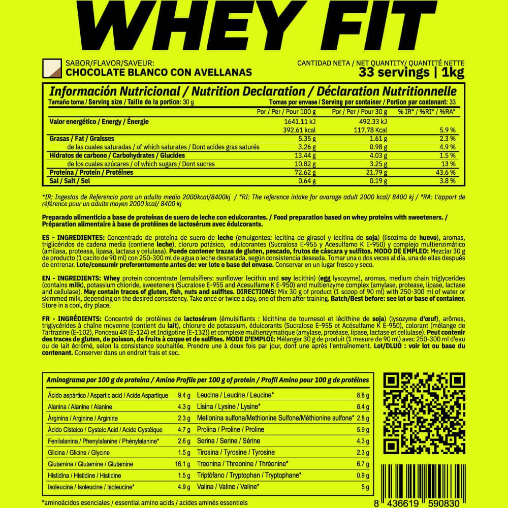 Whey Fit - 1kg - Chocolate Blanco Con Avellanas - Aumenta La Masa Muscular - Masmusculo_4