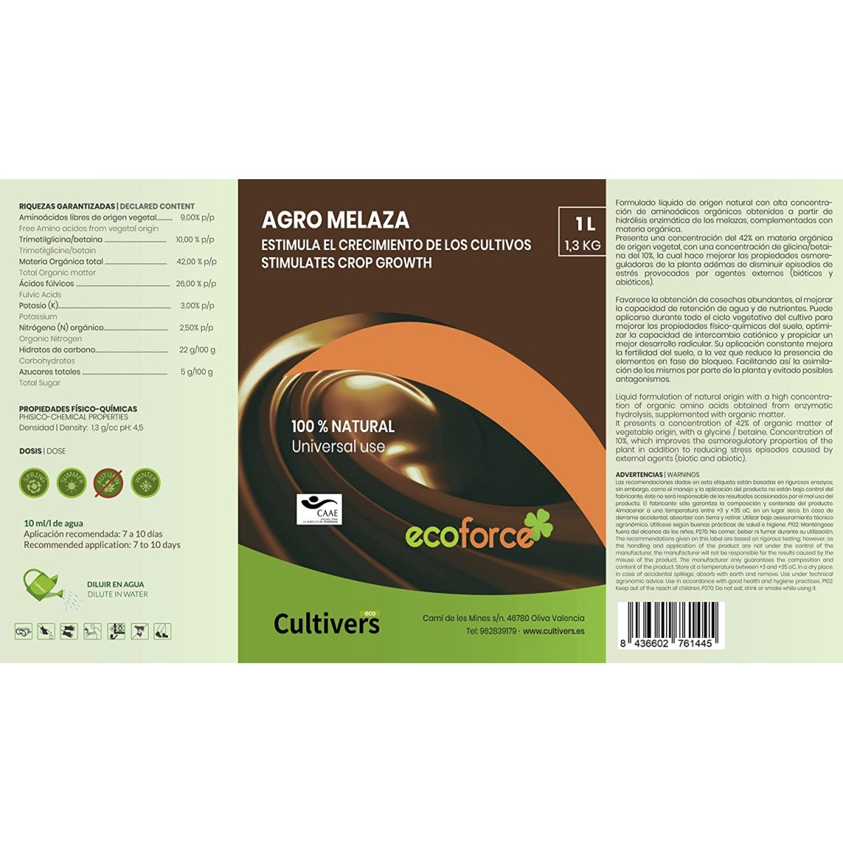 Agro Melaza De Caña Para Plantas Cultivers 5 L_3