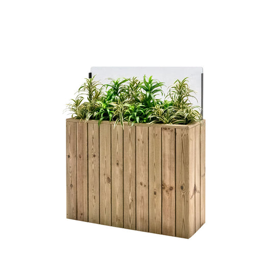 Jardinera Alta De Madera Autoportante Con Cortavientos 40 Cm 100 X 34,5 X 80 Cm Hortalia_0