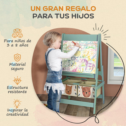 Aiyaplay Caballete Para Niños 3 En 1 Doble Cara Rollo Papel 54x46,5x93 Cm Verde_5