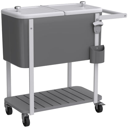 Carrito Nevera Outsunny Plástico, Acero Gris 84x38x83 Cm_4