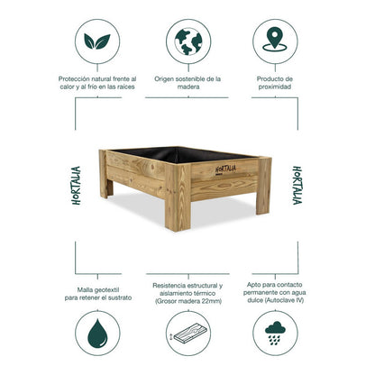 Mesa De Cultivo Elevada Madera Tratada Exterior Hortalia Gardenbrico L40 120x80x40 Cm_5