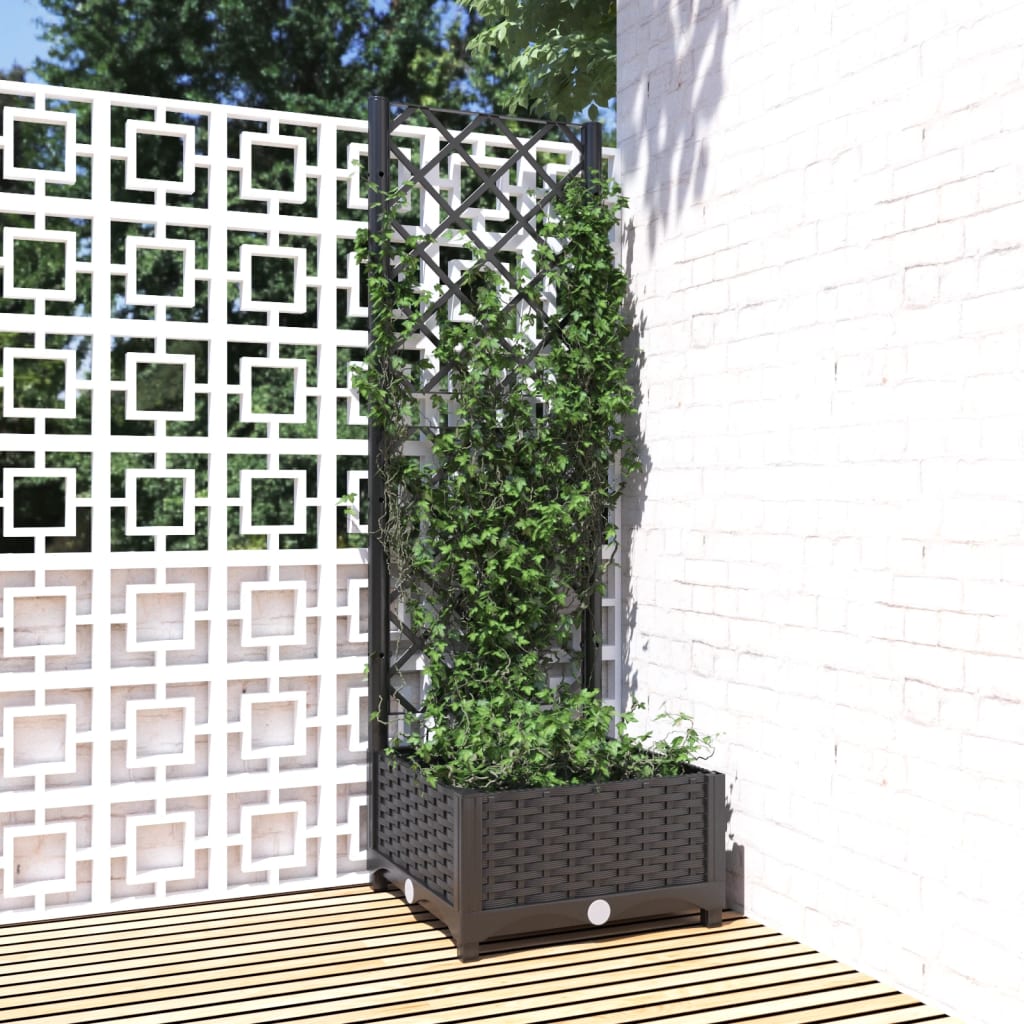Jardinera De Jardín Con Enrejado, Color Negro, 40 X 40 X 121,5 Cm, Pp_1
