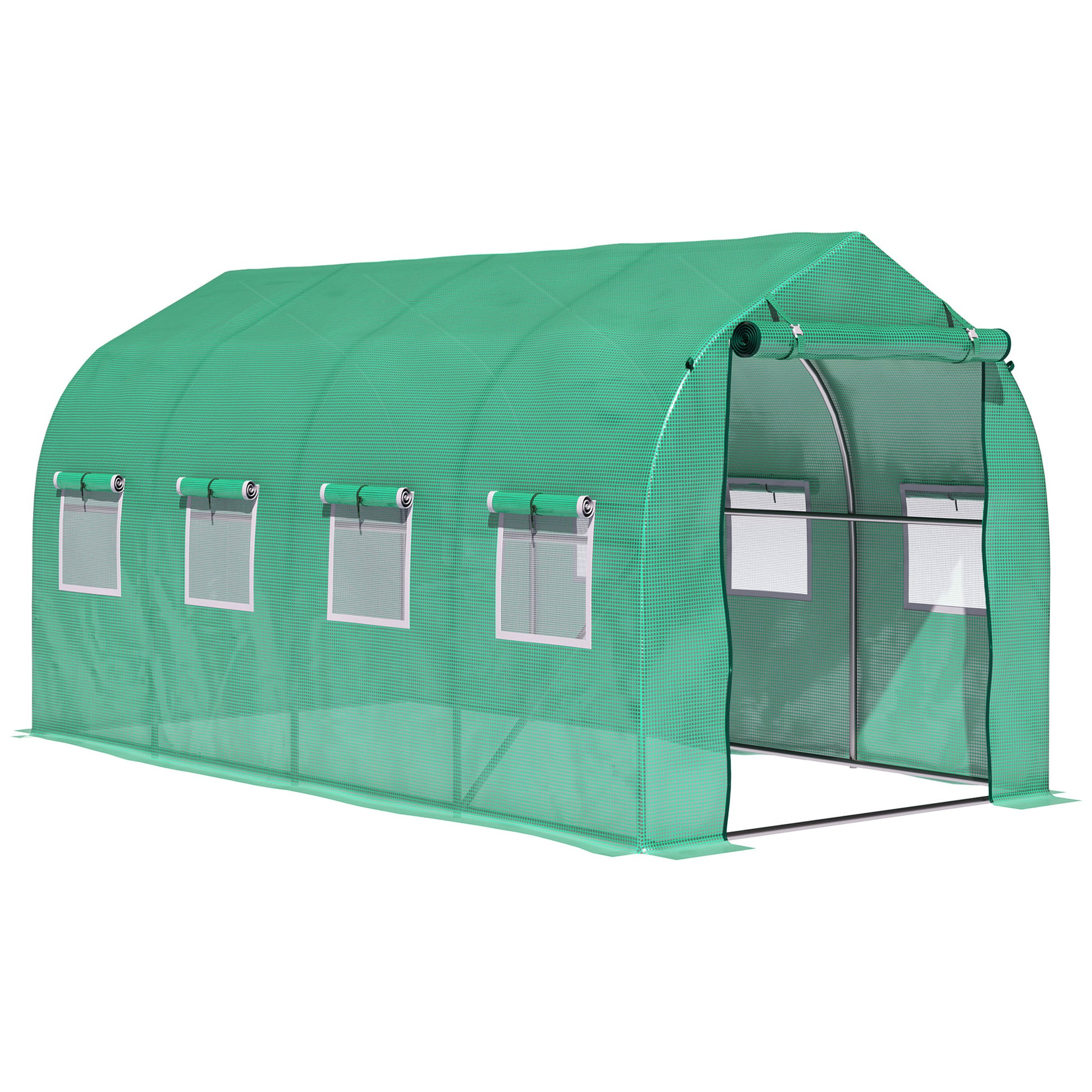 Outsunny Invernadero De Exterior 4x2x2 M Con 8 Ventanas De Malla Verde_0