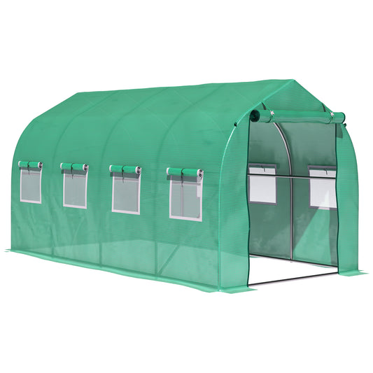 Outsunny Invernadero De Exterior 4x2x2 M Con 8 Ventanas De Malla Verde_0