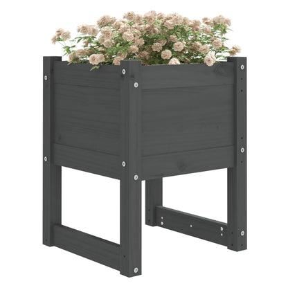 Jardinera De Madera Maciza De Pino Gris 40x40x52,5 Cm_2