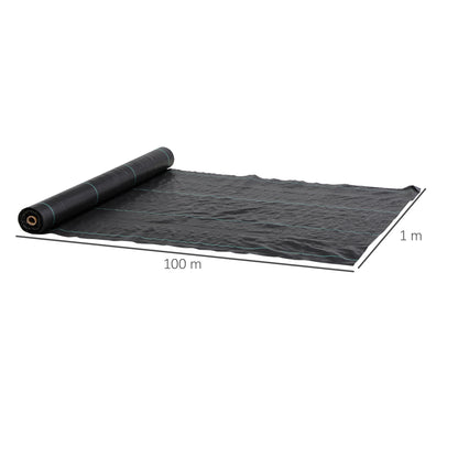 Outsunny Malla Antimaleza 1x100 M 60 G/m² Para Control De Malezas Malas Negro_2