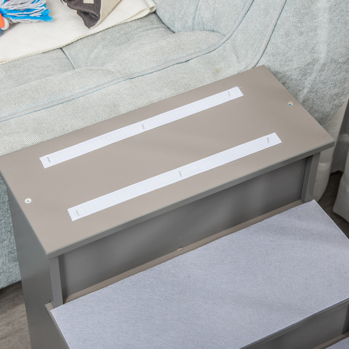 Pawhut Escalera Para Perros De 4 Peldaños Con Acolchados 40x59x54,2 Cm Gris_3