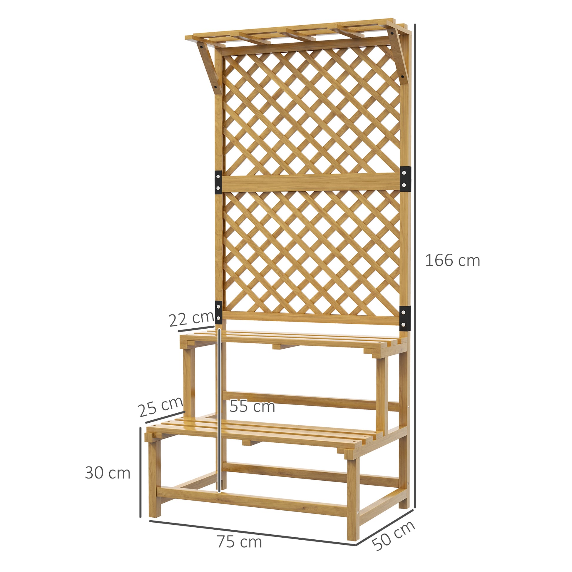 Outsunny Estantería Para Plantas De Madera Con Enrejado 75x50x166 Cm Natural_2
