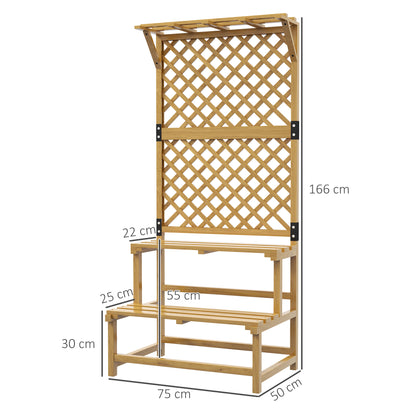 Outsunny Estantería Para Plantas De Madera Con Enrejado 75x50x166 Cm Natural_2