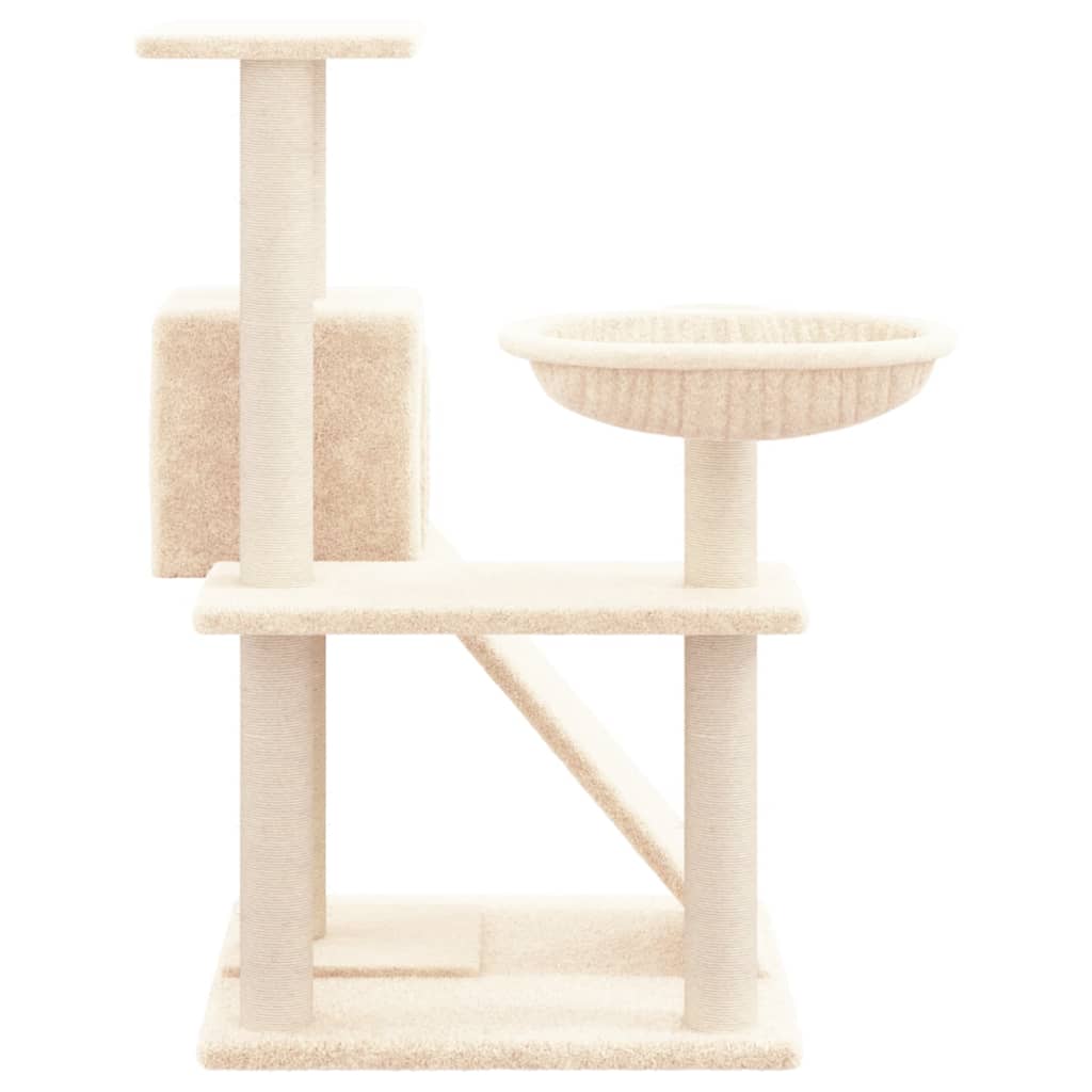 Rascador Para Gatos Con Postes De Sisal Color Crema 82 Cm_3