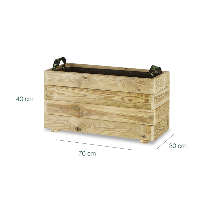 Jardinera Rectangular De Madera Tratada Para Exterior Ghio Hortalia 70x30x40 Cm_5