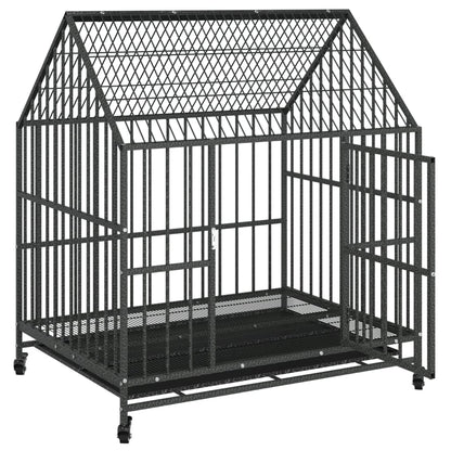 Jaula Para Perros Con Ruedas Acero Galvanizado Negro_3