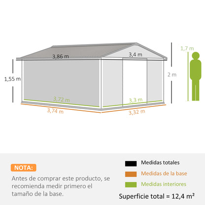 Outsunny Cobertizo Jardín 13,1 M² Para Almacenamiento De Herramientas Ocre_2