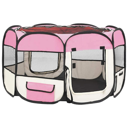 Parque De Perros Plegable Y Bolsa Transporte Rosa 110x110x58cm_3