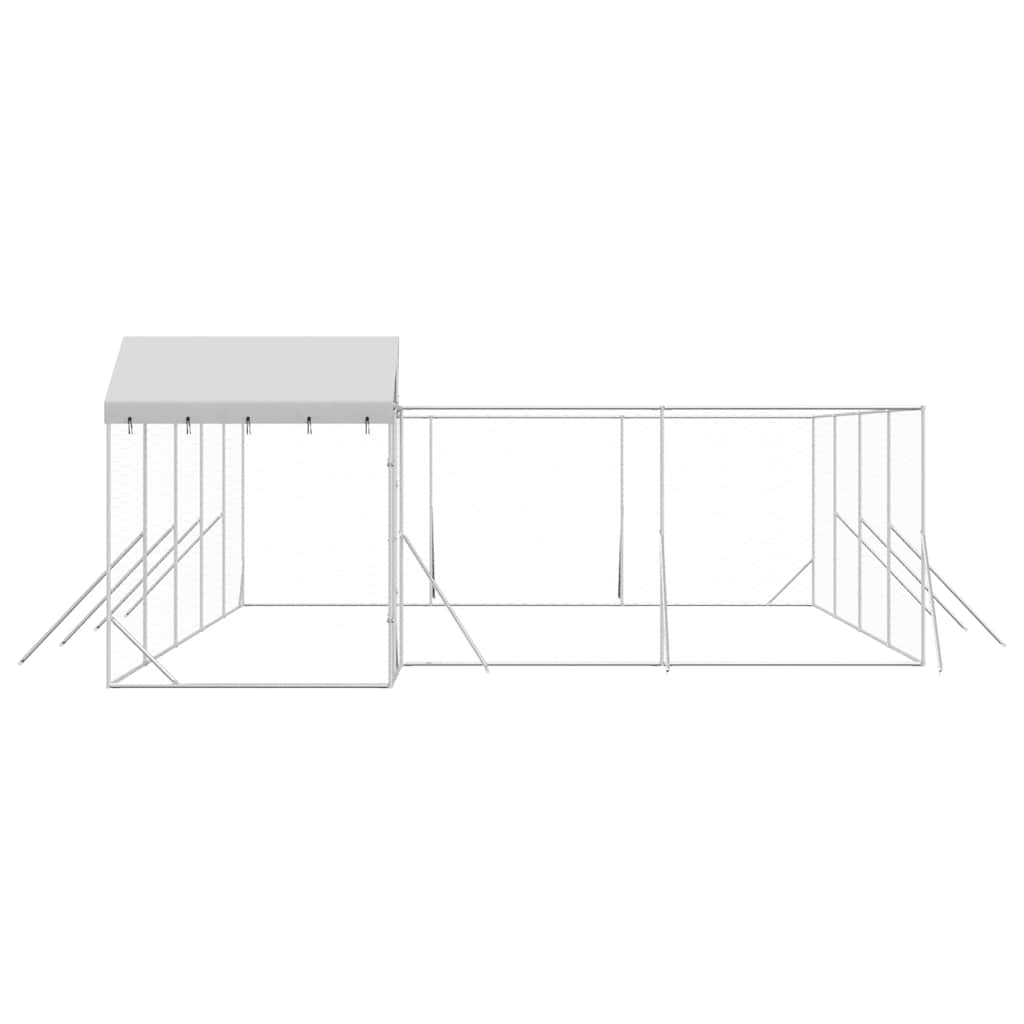 Perrera De Exterior Con Toldo Acero Galvanizado Plata 10x6x2,5m_5