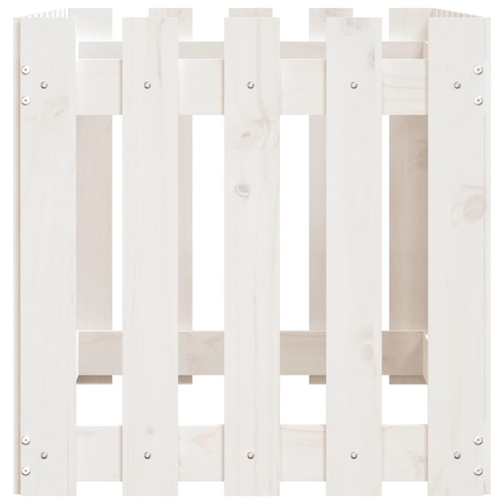 Arriate Elevado Jardín Con Valla Madera Pino Blanco 100x50x50cm_5