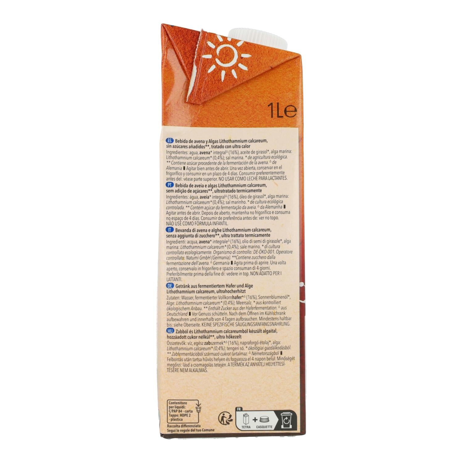 Pack 6 uds Bebida Avena Rica en Calcio Natumi 1 L