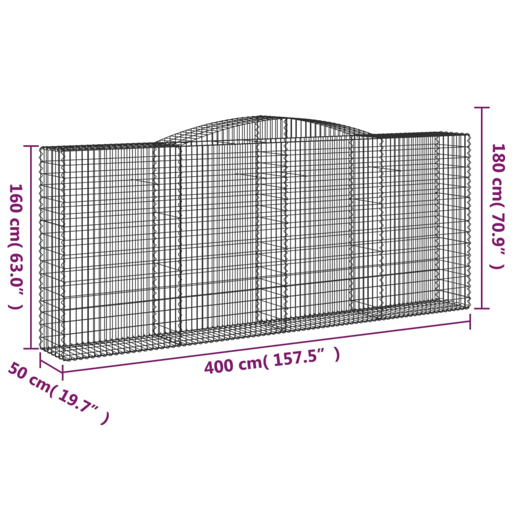 Cestas De Gaviones 8 Uds Forma De Arco Hierro 400x50x160/180 Cm_5