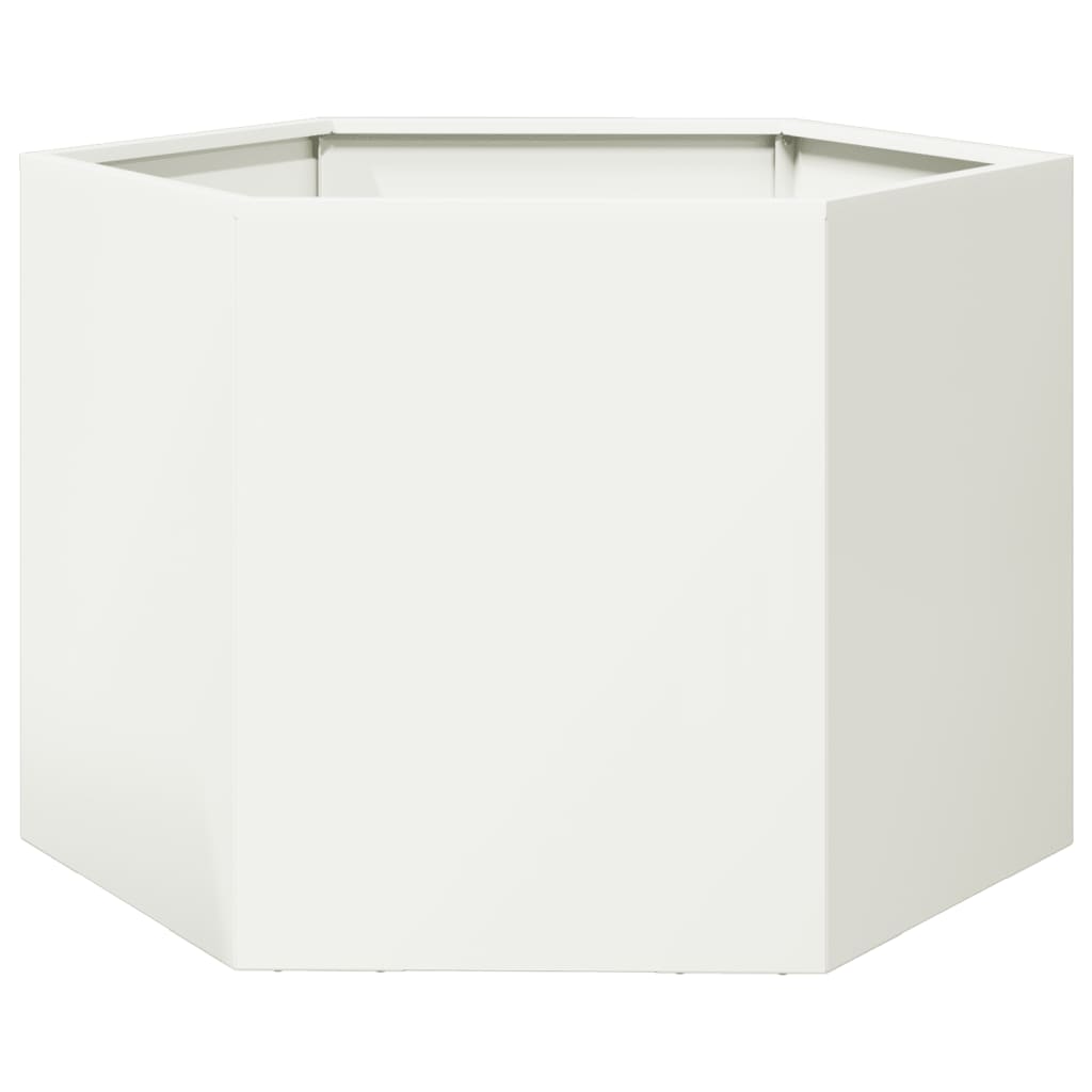 Jardinera Hexagonal Acero Blanco 69x60x45 Cm_5