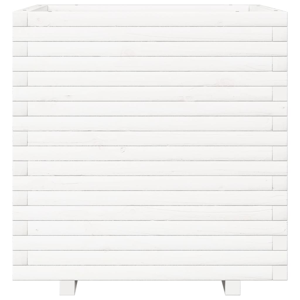 Jardinera De Madera Maciza De Pino Blanca 70x70x72 Cm_4