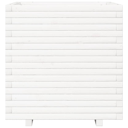 Jardinera De Madera Maciza De Pino Blanca 70x70x72 Cm_4