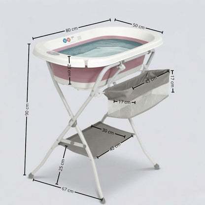 Bañera Plegable Para Bebé Con Soporte De Patas Antideslizantes Rosa Bathby_5