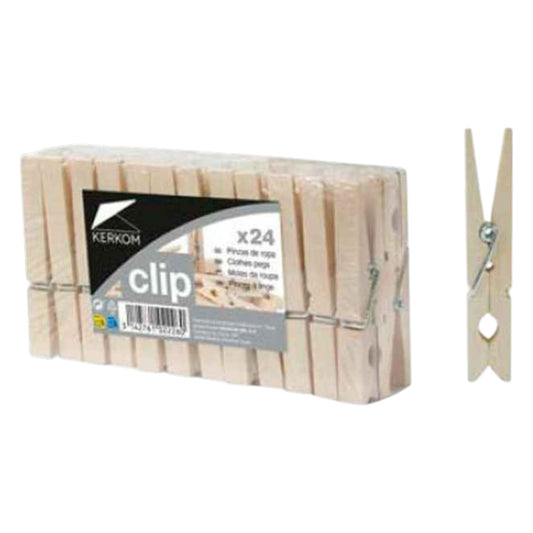 Pinzas de madera para tendedero Kerkom 24 uds