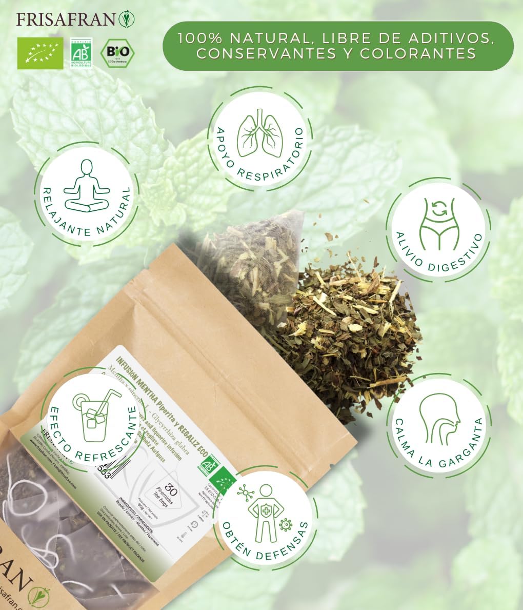 Infusión De Regaliz Y Menta Ecológica En Pirámides | Calidad | Frisafran 30 Uds_1