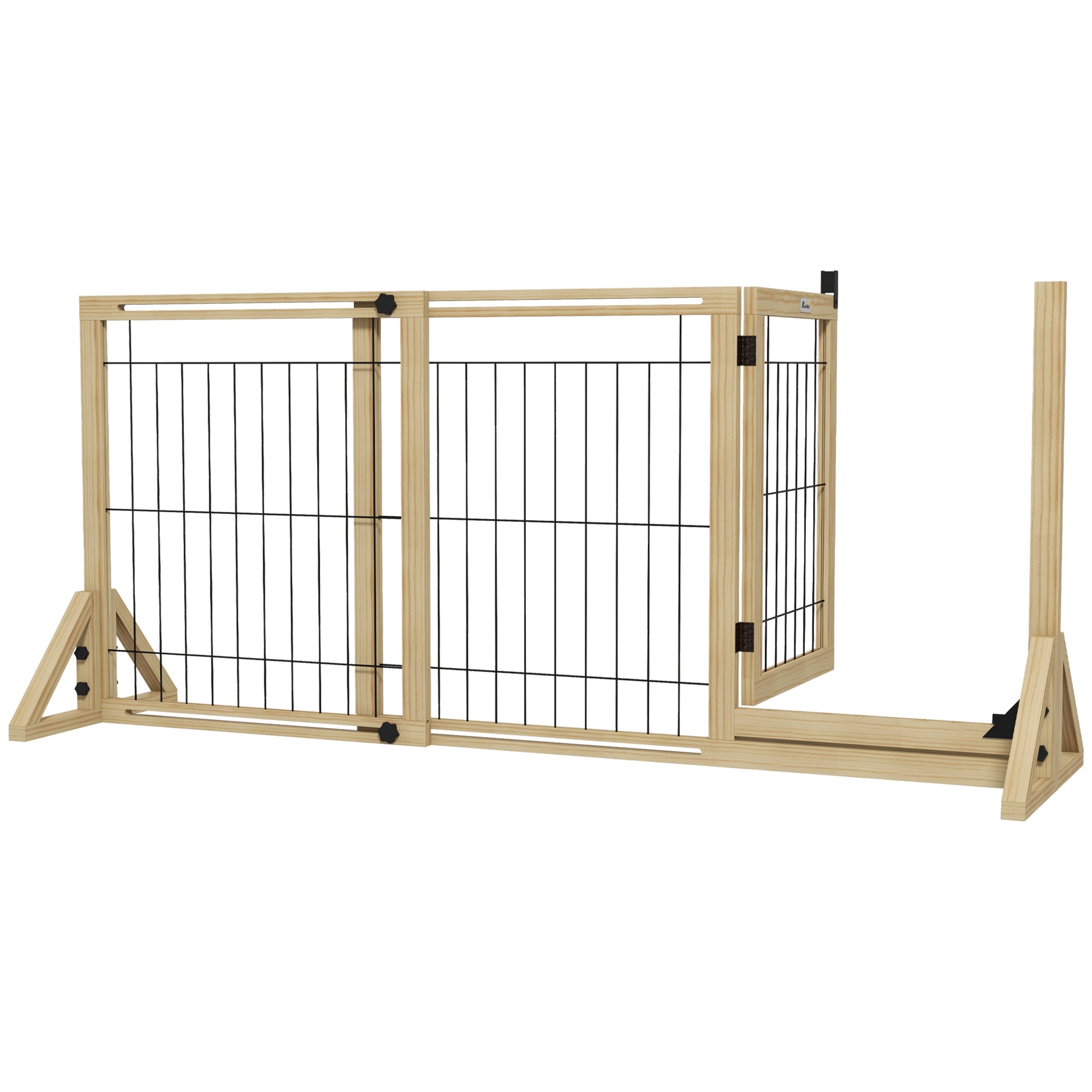 Pawhut Barrera Para Perros Extensible De Madera 112-159x44x70 Cm Natural_0