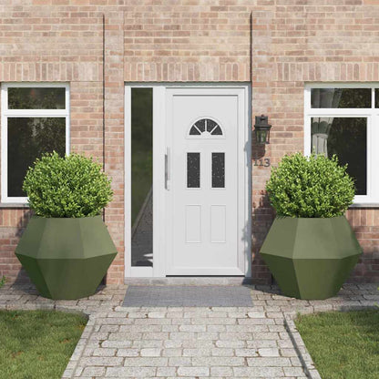 Jardinera 2 Pcs Verde Oliva 100 X 100 X 80 Cm Acero_1