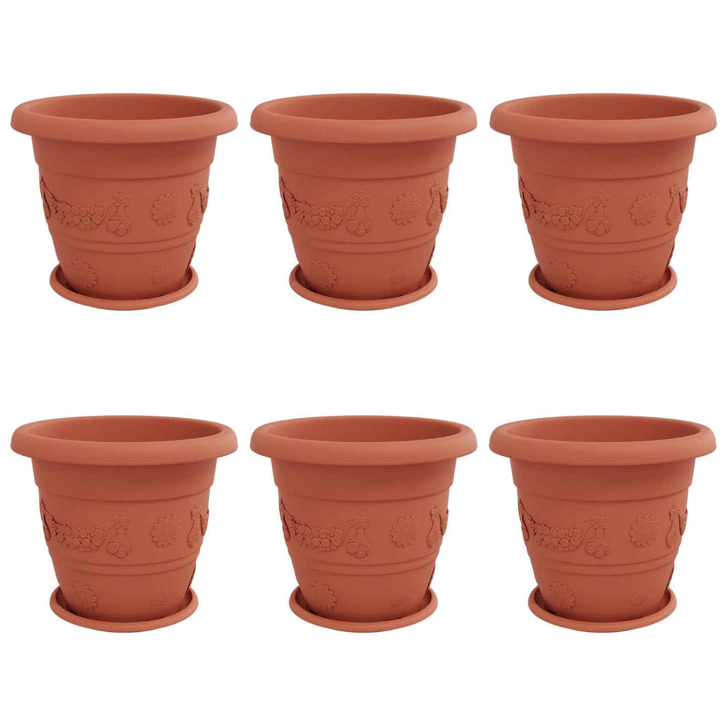 Macetas 6 Pcs Rojo Ladrillo Ø 39 X 32 Cm Plástico_0