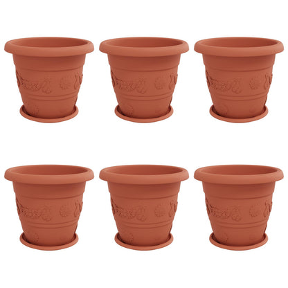 Macetas 6 Pcs Rojo Ladrillo Ø 39 X 32 Cm Plástico_0
